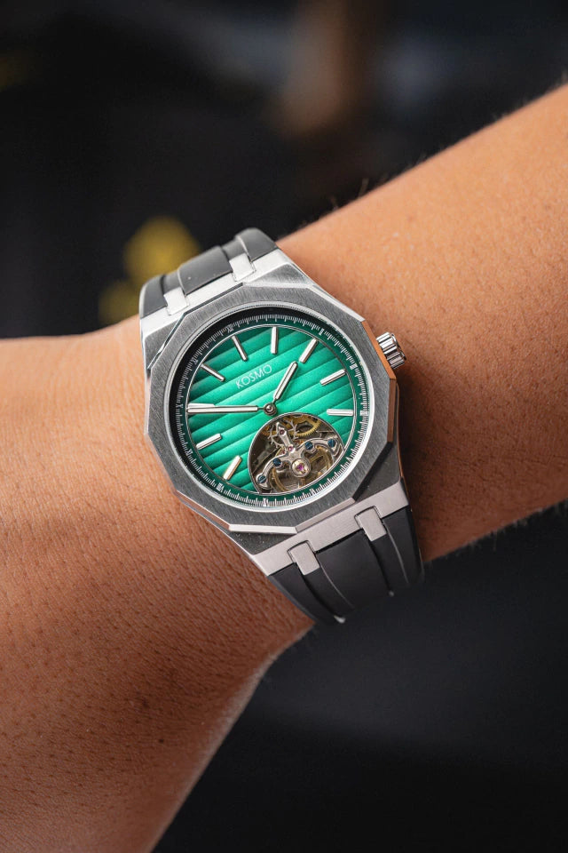 RELOJ KOSMO KT27 Automático | Dial Verde Texturizado con Open Heart