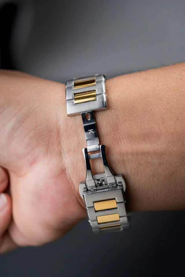 Reloj Kosmo 609-7 – Acero Bicolor Silver & Gold, Esfera Blanca, Cristal Zafiro