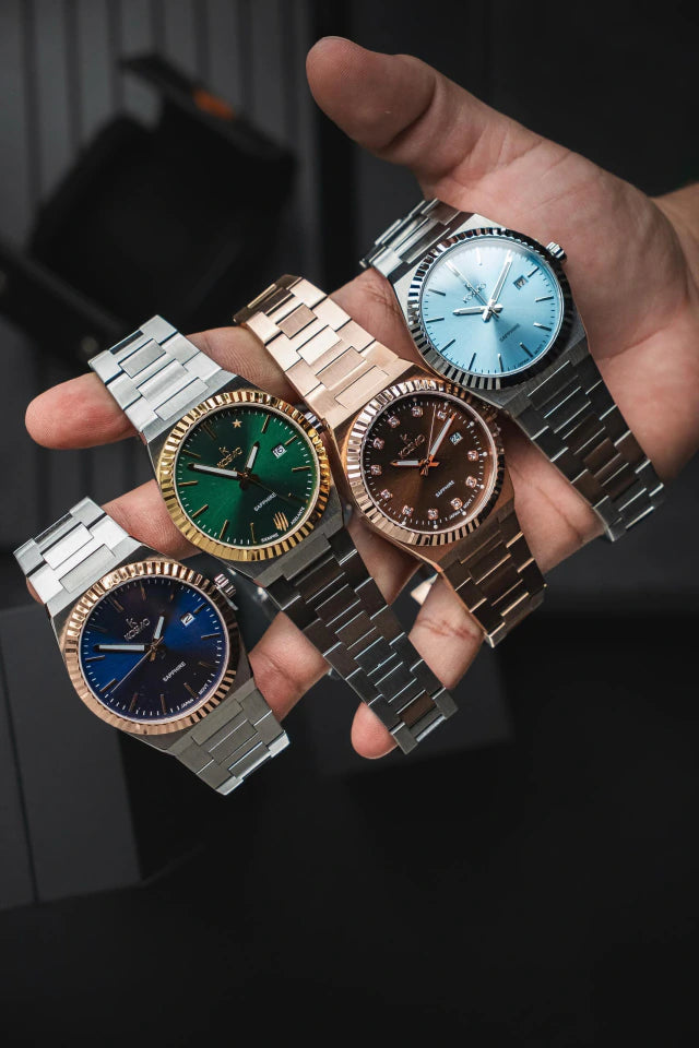 Reloj Kosmo 610-7-2-005 Colección Zafiro Plateado Esfera Azul Hielo