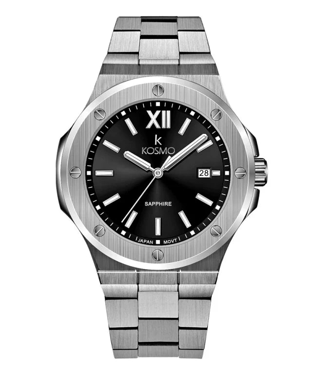 RELOJ KOSMO 501-7 – Acero 316L, Cristal de Zafiro, Esfera Negra , 5ATM
