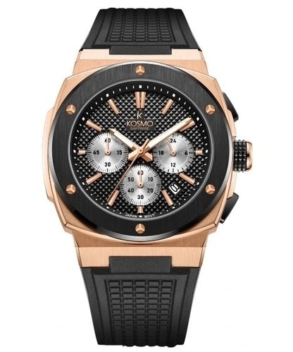 Reloj Kosmo 636-7-2 Cronógrafo Colección Zafiro Oro Rosa Esfera Negra