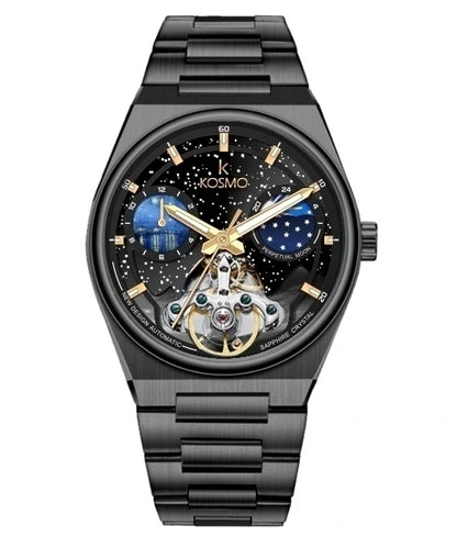 Reloj Kosmo 644-6-2-001 Automático Fase Lunar Cielo Estrellado Colección Zafiro Full Black