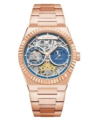 Reloj Kosmo 644-6-2 Automático Esqueleto Fase Lunar Colección Zafiro Oro Rosa