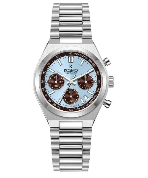 Reloj Kosmo 645-7-2003 Cronógrafo Colección Zafiro Plateado Esfera Azul Hielo