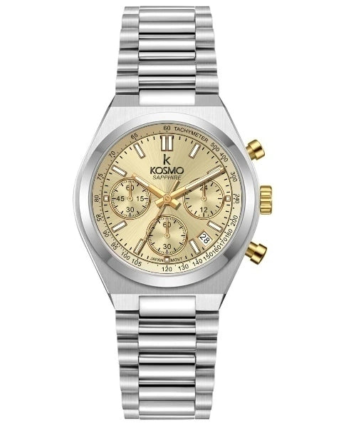 Reloj Kosmo 645-7-2003 Cronógrafo Colección Zafiro Plateado Esfera Champaña