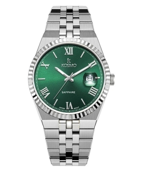Reloj Kosmo 689-7-2 Colección Zafiro Plateado Esfera Verde