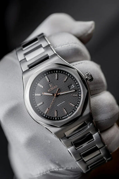 Reloj Kosmo 609-7 – Acero 316L Plateado, Esfera Gris con Detalles Rose Gold, Cristal Zafiro