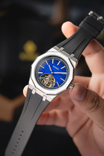 RELOJ KOSMO KT27 Automático | Dial Azul Texturizado con Open Heart