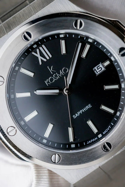 RELOJ KOSMO 501-7 – Acero 316L, Cristal de Zafiro, Esfera Negra , 5ATM