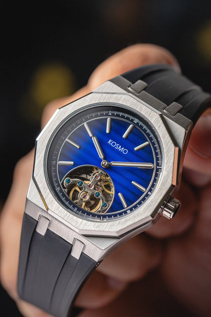 RELOJ KOSMO KT27 Automático | Dial Azul Texturizado con Open Heart