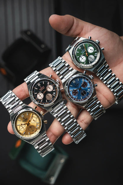 Reloj Kosmo 645-7-2003 Cronógrafo Colección Zafiro Plateado Esfera Azul Hielo
