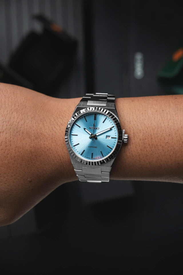 Reloj Kosmo 610-7-2-005 Colección Zafiro Plateado Esfera Azul Hielo