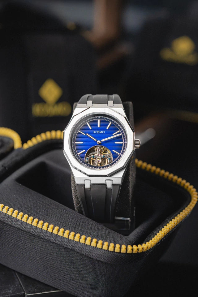 RELOJ KOSMO KT27 Automático | Dial Azul Texturizado con Open Heart