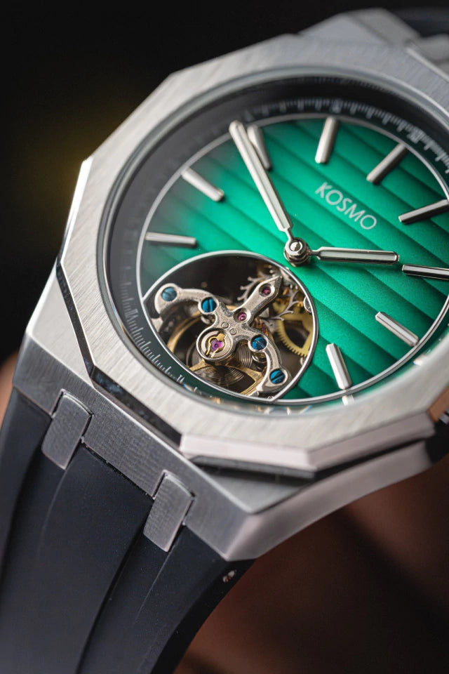 RELOJ KOSMO KT27 Automático | Dial Verde Texturizado con Open Heart