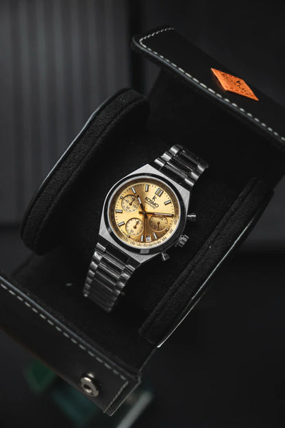 Reloj Kosmo 645-7-2003 Cronógrafo Colección Zafiro Plateado Esfera Champaña