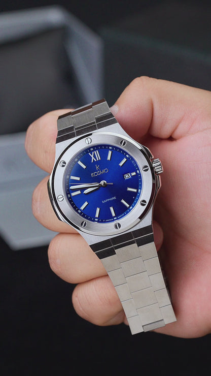 RELOJ KOSMO 501-7 – Acero 316L, Cristal de Zafiro, Esfera Negra , 5ATM